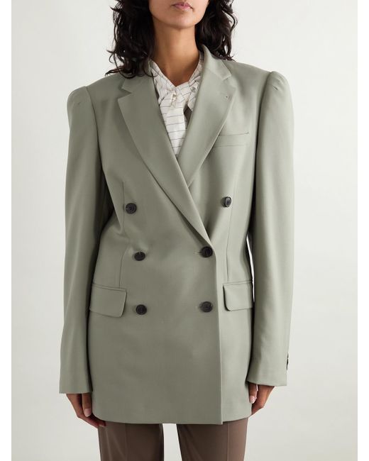 Dries Van Noten Gray Doppelreihiger Blazer Aus Twill Aus Einer Woll-Mohairmischung