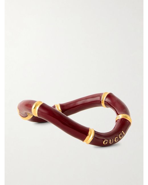 Gucci Red Bamboo Armreif Mit Emaille Und Goldfarbenen Details