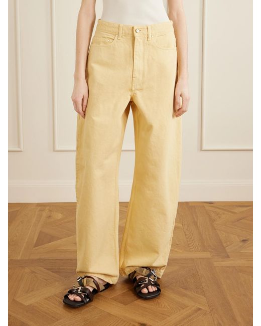 OSSOU Yellow Mid-Rise Wide-Leg Jeans