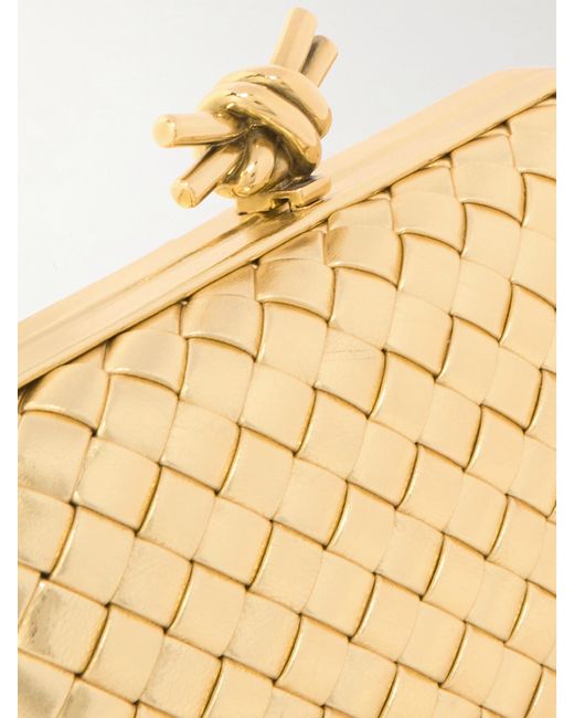 Bottega Veneta Knot Padded Intrecciato Metallic Leather Clutch