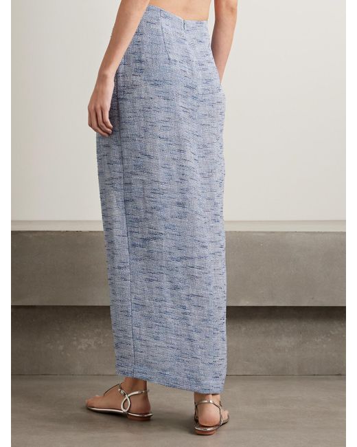 Lisa Marie Fernandez Blue Pleated Striped Linen-Blend Gauze Pareo