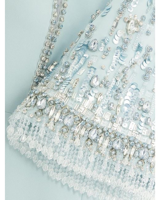 Jenny Packham Blue Kalani Embellished Tulle-Trimmed Cady Gown