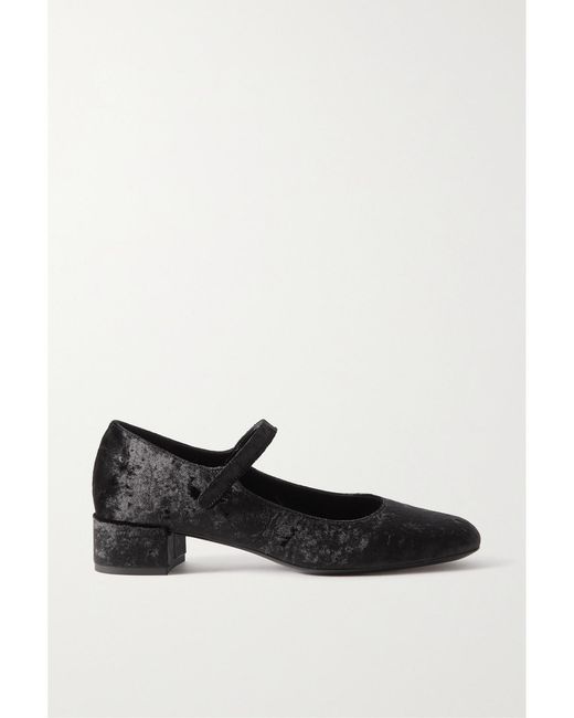 By Far Black Ginny Velvet Mary Jane Pumps