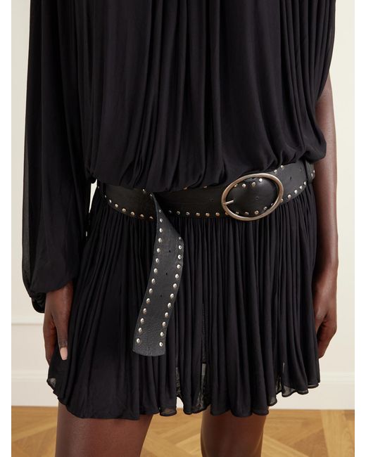 Christopher Esber Black Bayamo Belted One-Shoulder Mesh Mini Dress