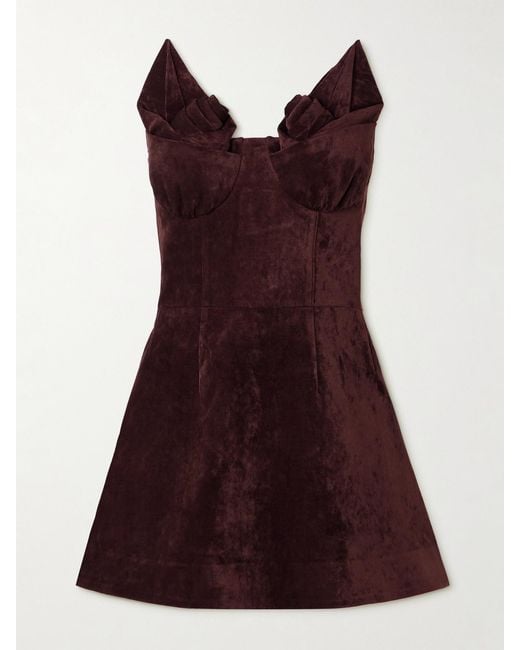 ShuShu/Tong Red Strapless Faux Suede Mini Dress