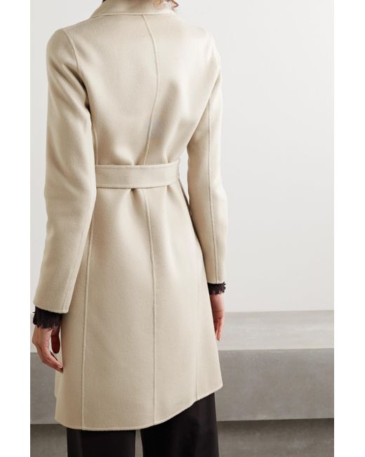 Theory New Divide Belted Wool And Cashmere-blend Coat in Natural
