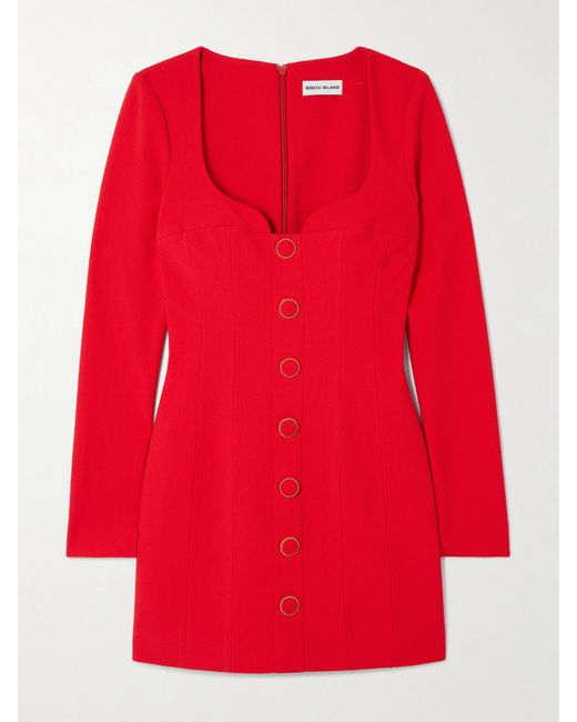 Rebecca Vallance Red Cameron Minikleid Aus Crêpe Mit Zierknöpfen