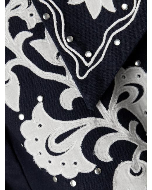 Sea Blue Liliana Studded Appliquéd Cotton-Canvas Jacket