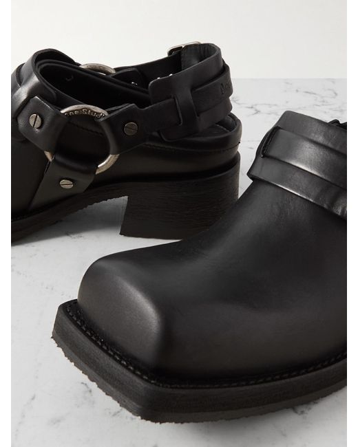 Acne Black Leather Mules