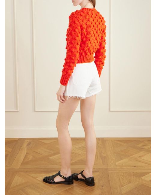Suzie Kondi Red Juno Cropped Knitted Cotton And Silk-Blend Cardigan