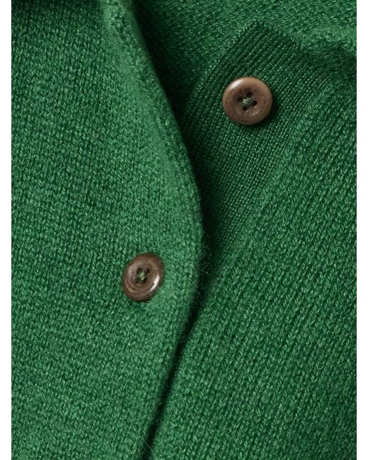 The Elder Statesman Green Laurel Cashmere Polo Sweater