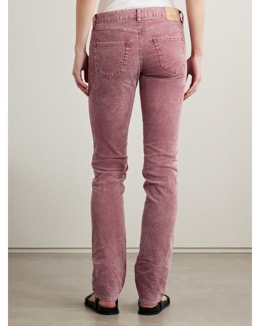Isabel Marant Pink Leniya Cotton-Blend Corduroy Skinny Pants
