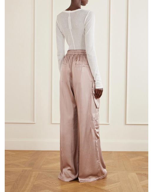 Rick Owens Pink Cargobelas Charmeuse Wide-Leg Pants