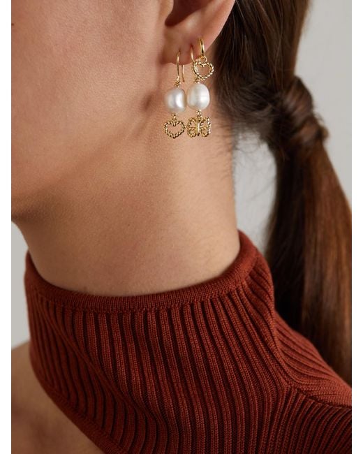 Alison Lou Natural Heart Streamer 14-Karat Pearl Single Earring