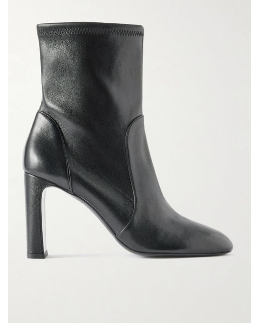 Stuart Weitzman Black Babette Leather Ankle Boots