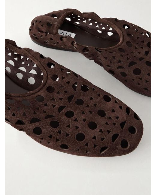 Alaïa White Neo Vienne Perforated Suede Ballet Flats