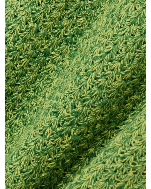 Escvdo Green Open-Back Crocheted Cotton Midi Dress