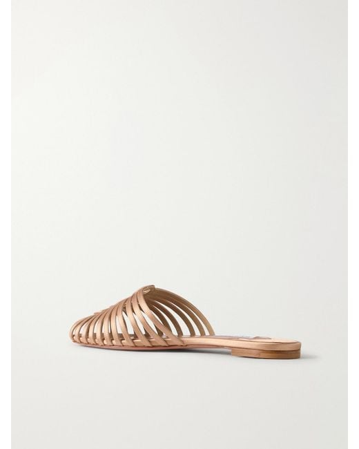 Aquazzura Natural Sweet Surrender Satin Mules