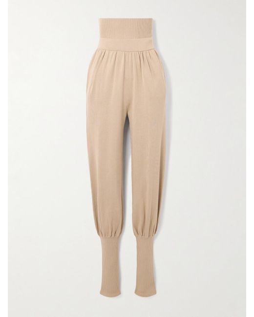 Altuzarra Natural Xander Mulberry Silk And Cotton-Blend Tapered Pants