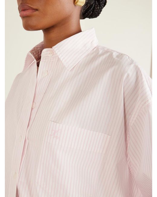 Suzie Kondi Pink Kappa Logo-Embroidered Striped Cotton-Poplin Shirt