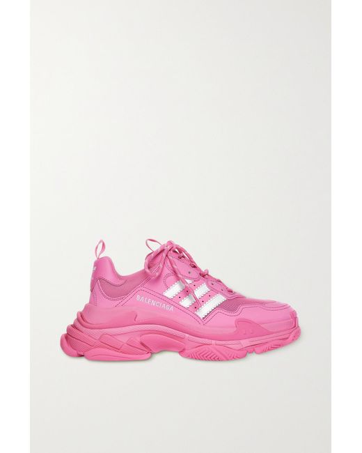 Balenciaga + Adidas Triple S Sneakers Aus Leder Und Mesh Mit Stickereien in  Pink | Lyst DE