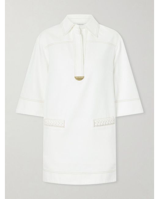 Zimmermann White Roselight Paneled Denim Mini Dress