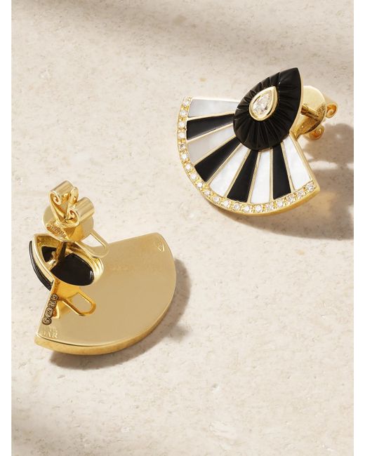 L'Atelier Nawbar Natural Bond Street Fan Mini Ohrringe Aus 18 Karat Mit Mehreren Steinen