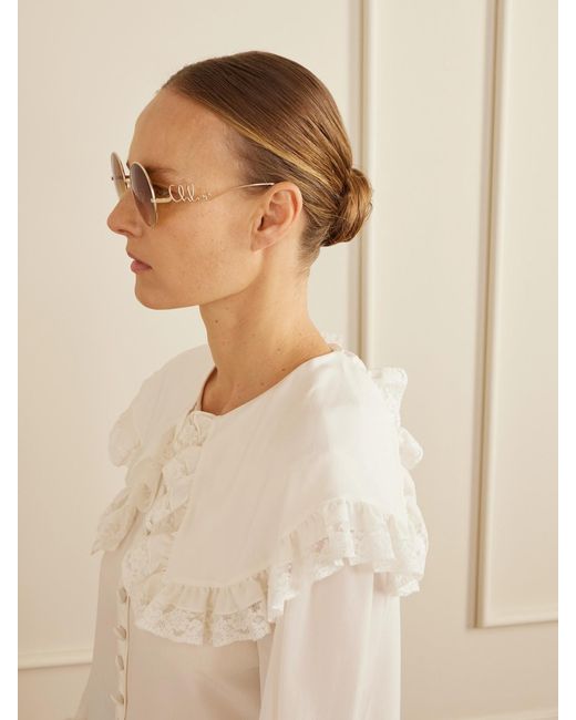 Chloé Brown Iconic Round-Frame-Tone Sunglasses