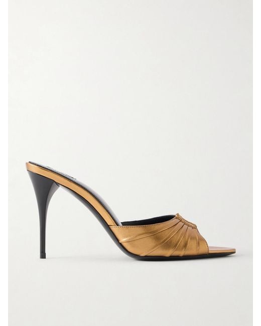 Saint Laurent Natural Babylone 90 Metallic Leather Sandals
