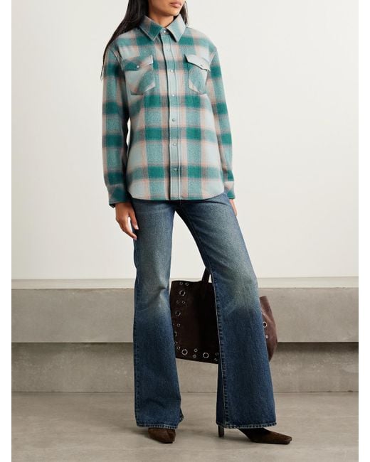 God's True Cashmere Blue Checked Cashmere Shirt