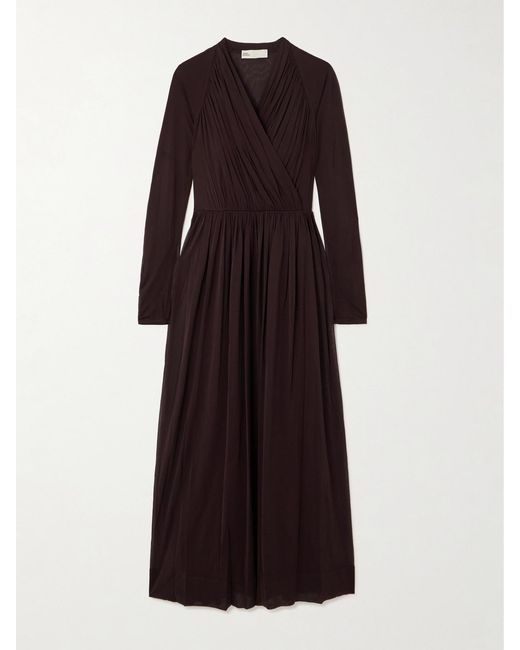Tory Burch Purple Wrap-Effect Gathered Jersey Midi Dress