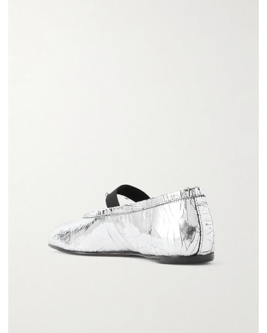 Maison Margiela White Tabi Ballerinas Mit Geteilter Kappe Aus Craquelé-Leder