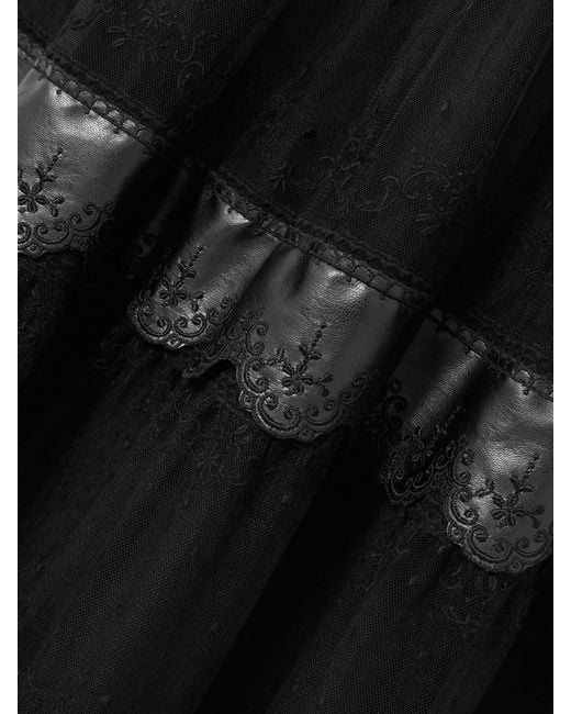 Costarellos Black Jacey Embroidered Tulle Gown