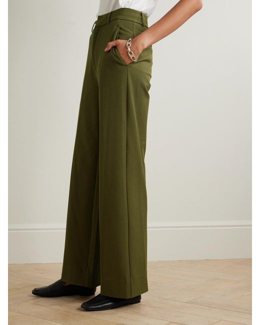 Staud Green Prince Twill Wide-Leg Pants