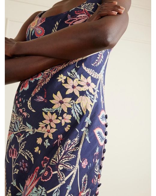 Alix Of Bohemia White Adele Mist Quatre Floral Patterned Silk Midi Dress