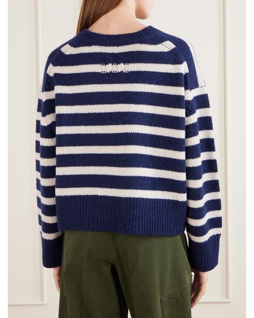 Nili Lotan Blue Anisa Striped Cashmere Sweater