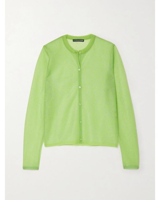 AlexaChung Green Metallic Floral Jacquard-Knit Cardigan
