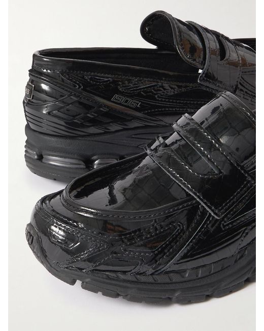 New Balance Black 1906L Leather And Rubber-Trimmed Mesh Slip-On Sneakers