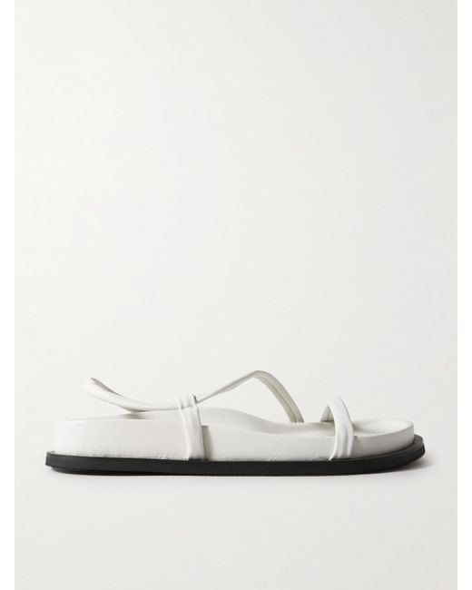 St. Agni White Twist Leather Slingback Sandals