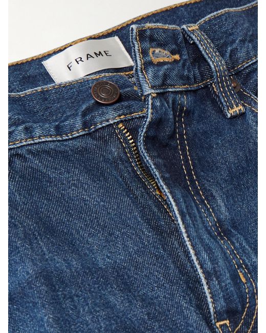 FRAME Blue The Cuffed Wide Mid-Rise Wide-Leg Jeans