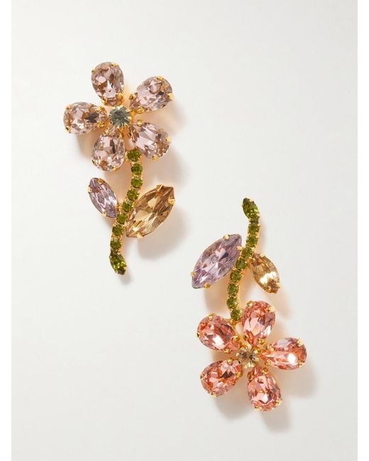 Jennifer Behr White Dorian-Plated Crystal Earrings