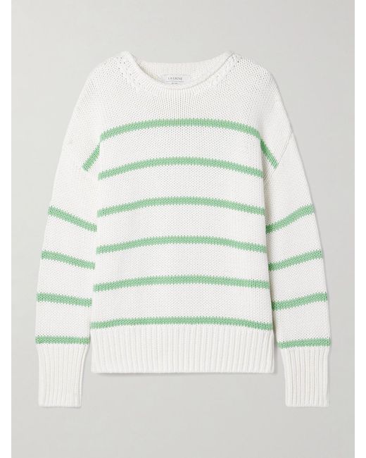 La Ligne Gray Marina Striped Cotton Sweater