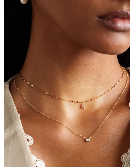 STONE AND STRAND Metallic Initial Sparkle Kette Aus Mit Diamanten