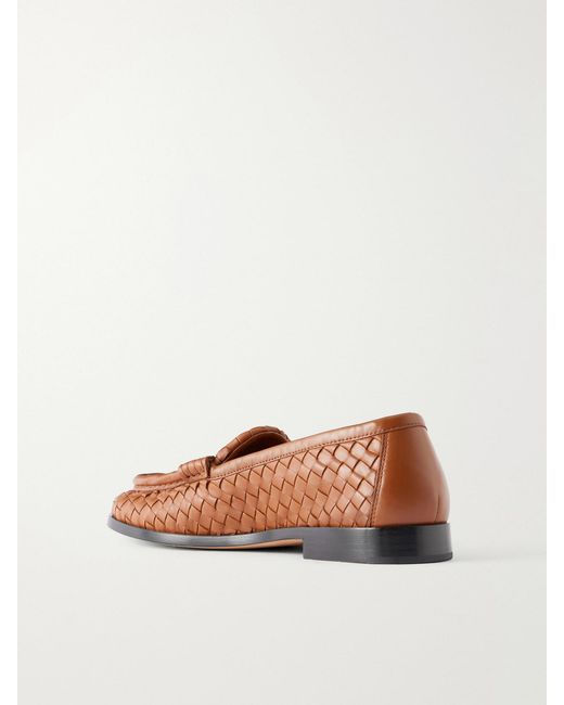 Bottega Veneta Brown Silenzio Intrecciato Leather Loafers