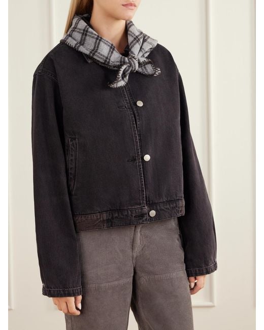 mfpen Gray Checked Virgin Wool Scarf
