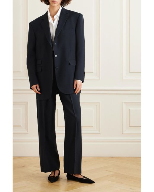 The Row Blue Roan Pleated Wide-Leg Pants
