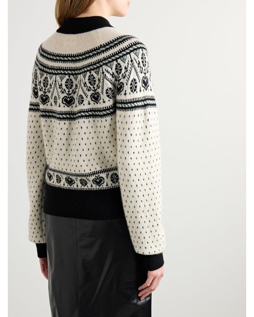 Khaite Natural Marc Intarsia Cashmere-Blend Cardigan