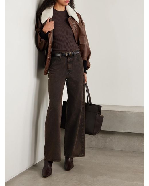 FRAME Brown The Collegiate Hoch Sitzende Jeans Mit Weitem Bein