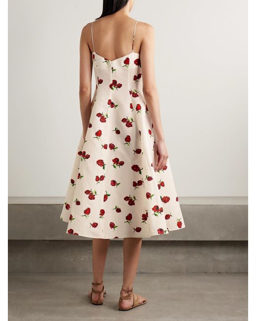 Khaite Pink Isabella Printed Cotton-Poplin Midi Dress