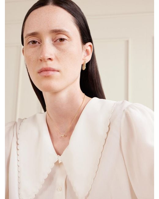 L'Atelier Nawbar Natural Boeuy Lock 18-Karat Diamond Hoop Earrings